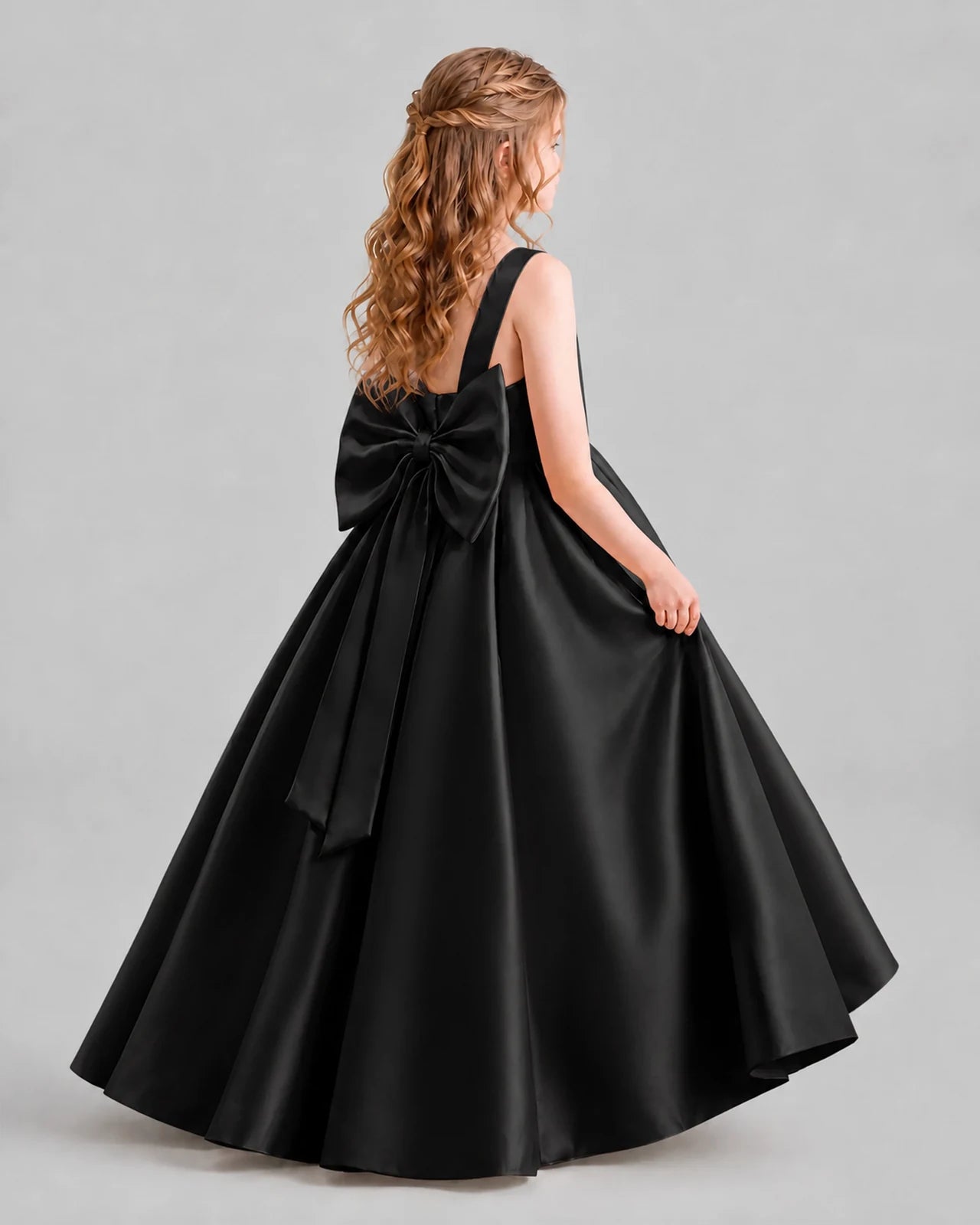 Black Ball Gown Girls Formal Dresses Back