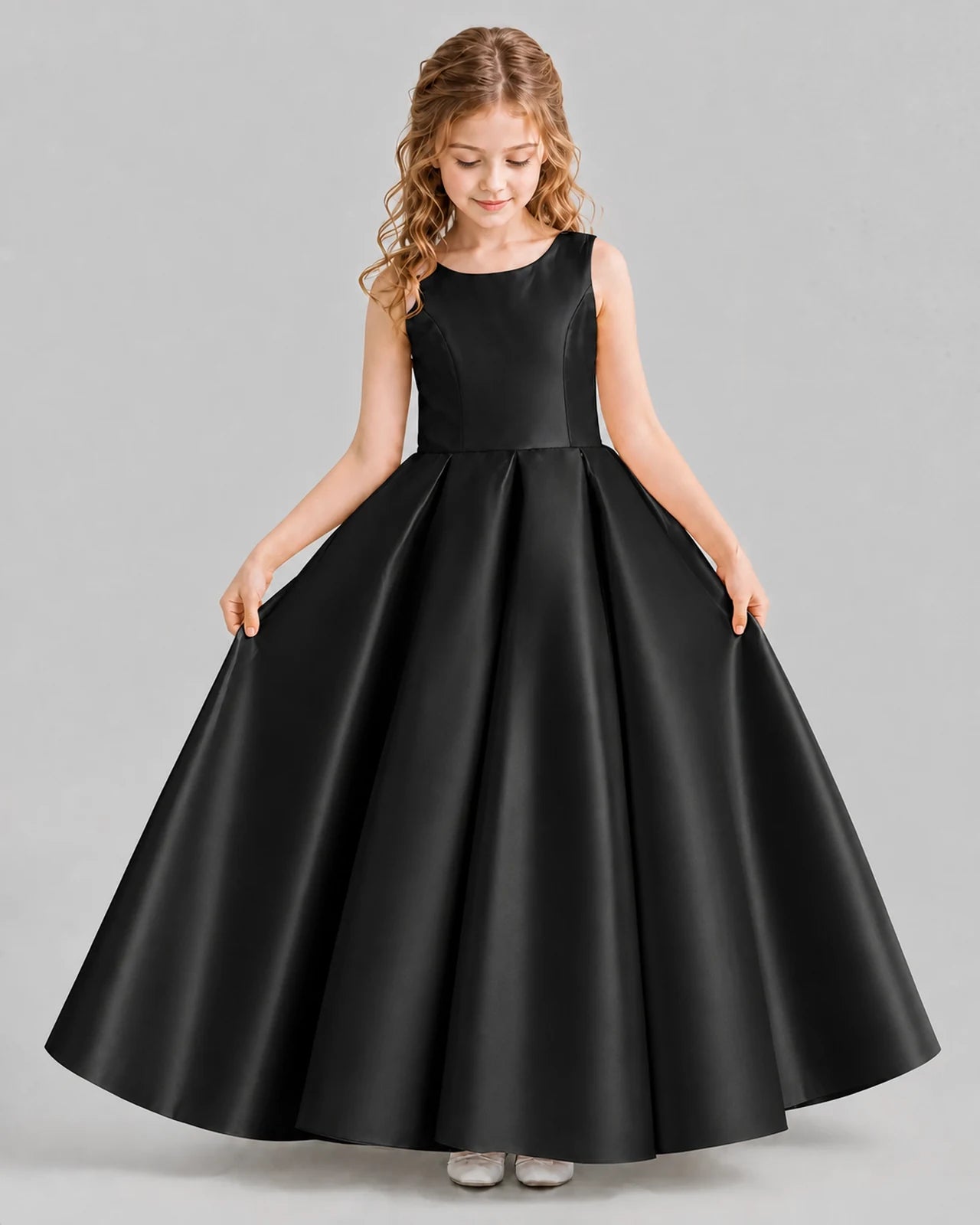 Black Ball Gown Girls Formal Dresses Front