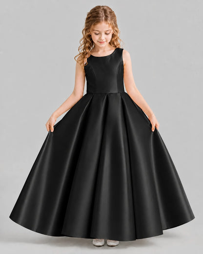 Black Ball Gown Girls Formal Dresses Front