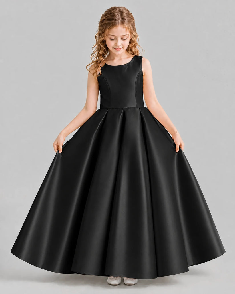 Black Ball Gown Girls Formal Dresses Front