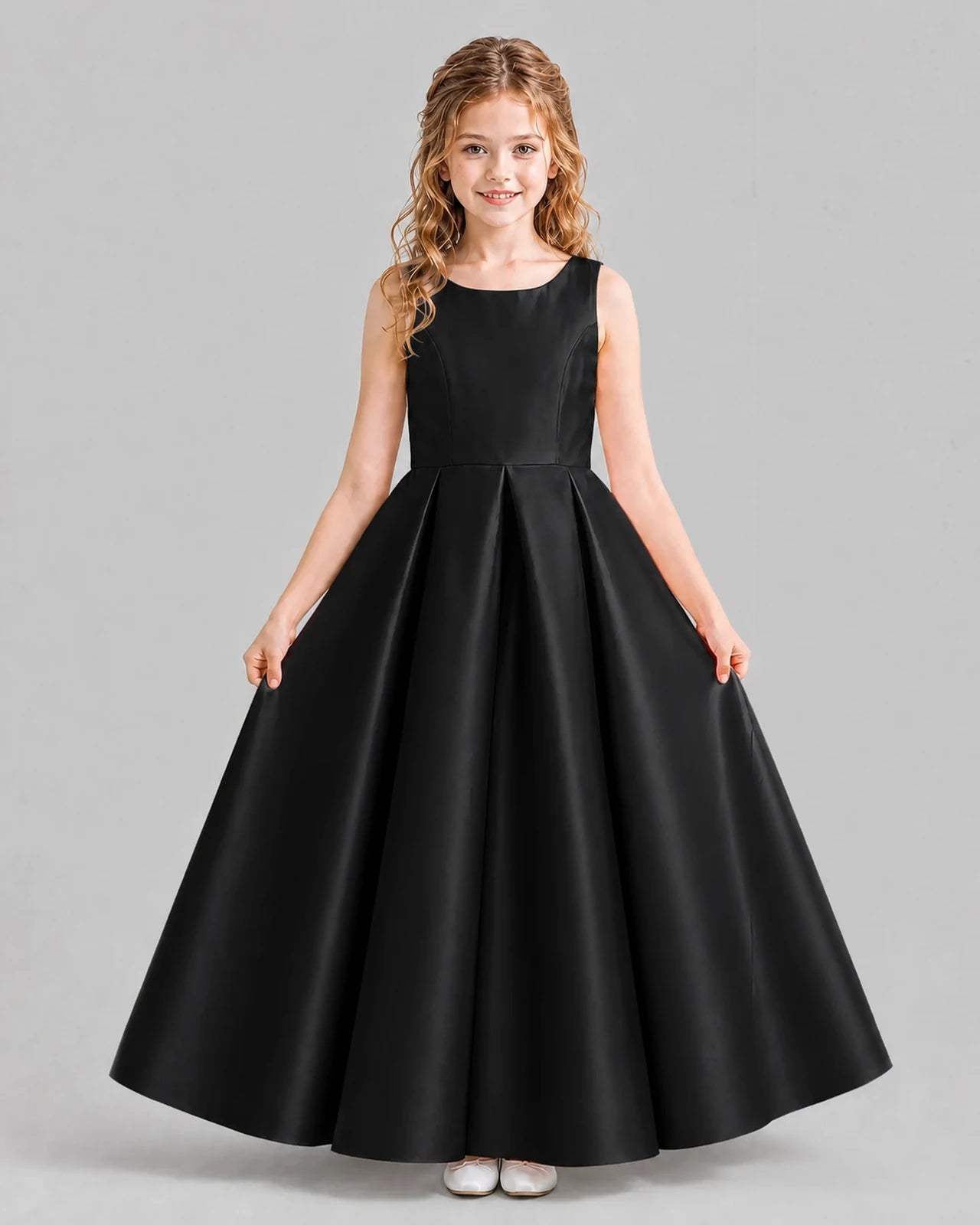Black Ball Gown Girls Formal Dresses Pose
