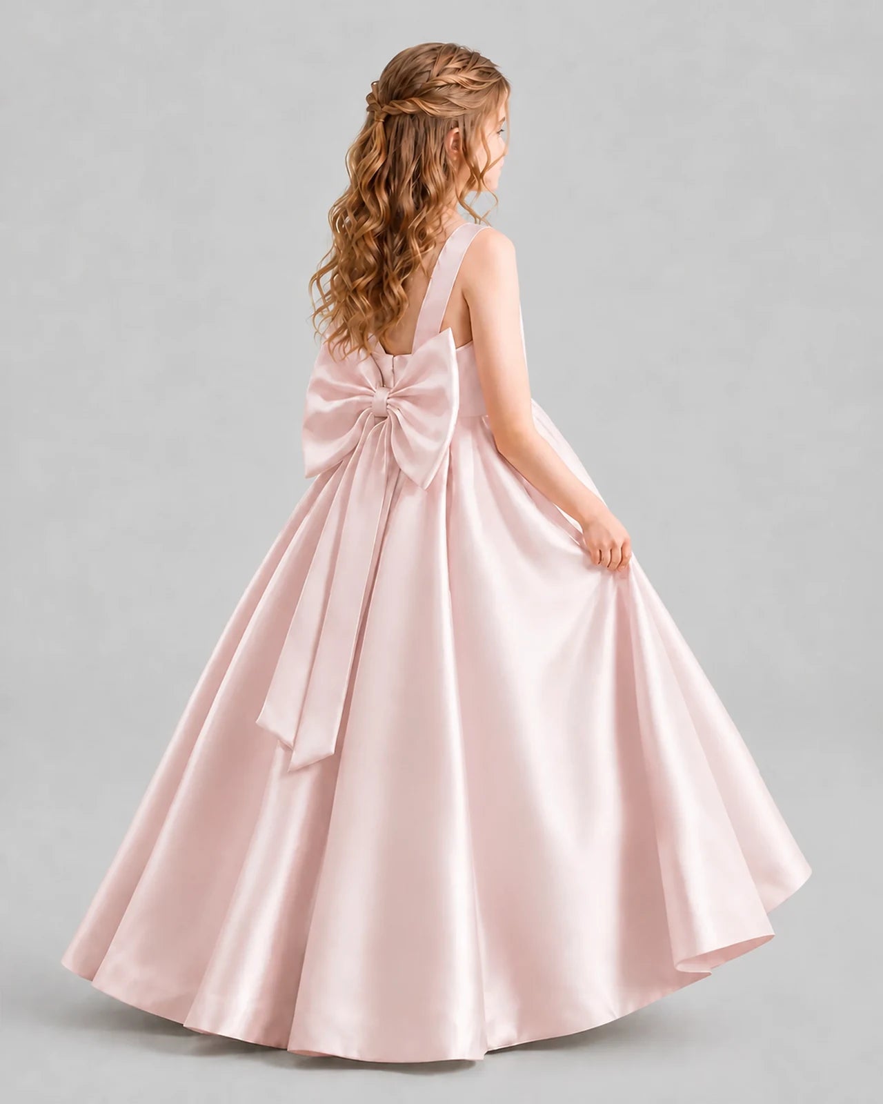 Blush Pink Ball Gown Girls Formal Dresses Back