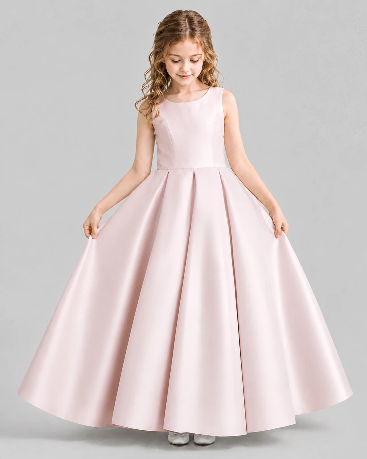 Blush Pink Ball Gown Girls Formal Dresses Front