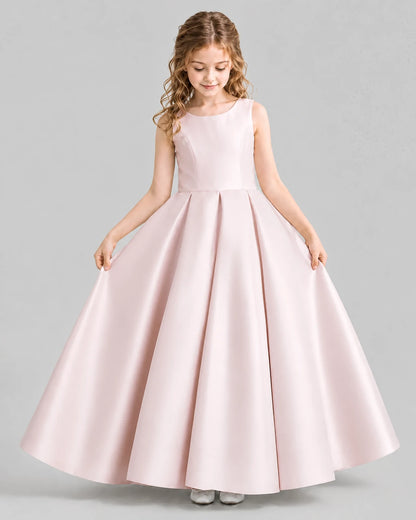 Blush Pink Ball Gown Girls Formal Dresses Front