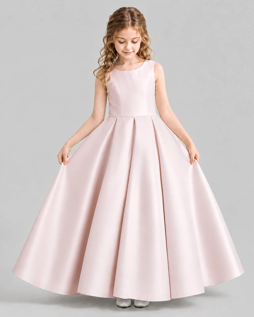 Blush Pink Ball Gown Girls Formal Dresses Front