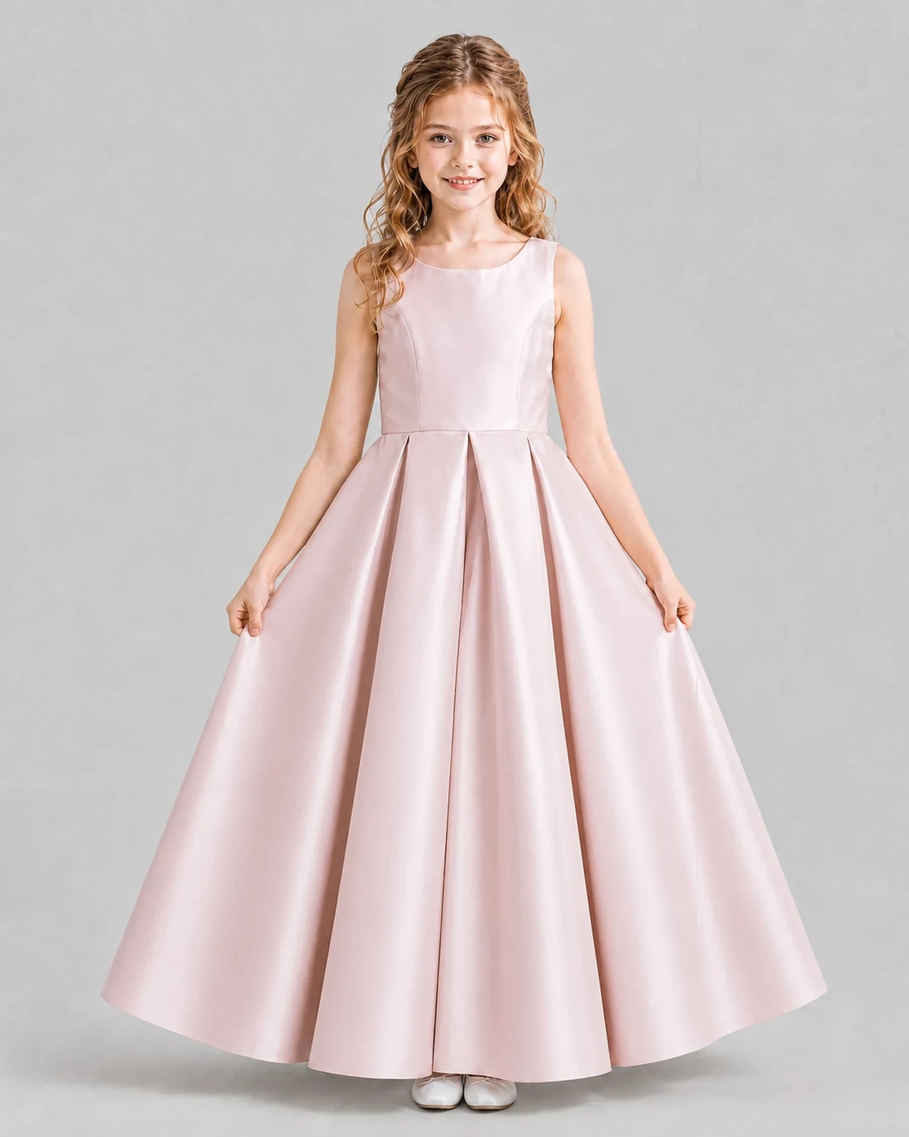 Blush Pink Ball Gown Girls Formal Dresses Pose