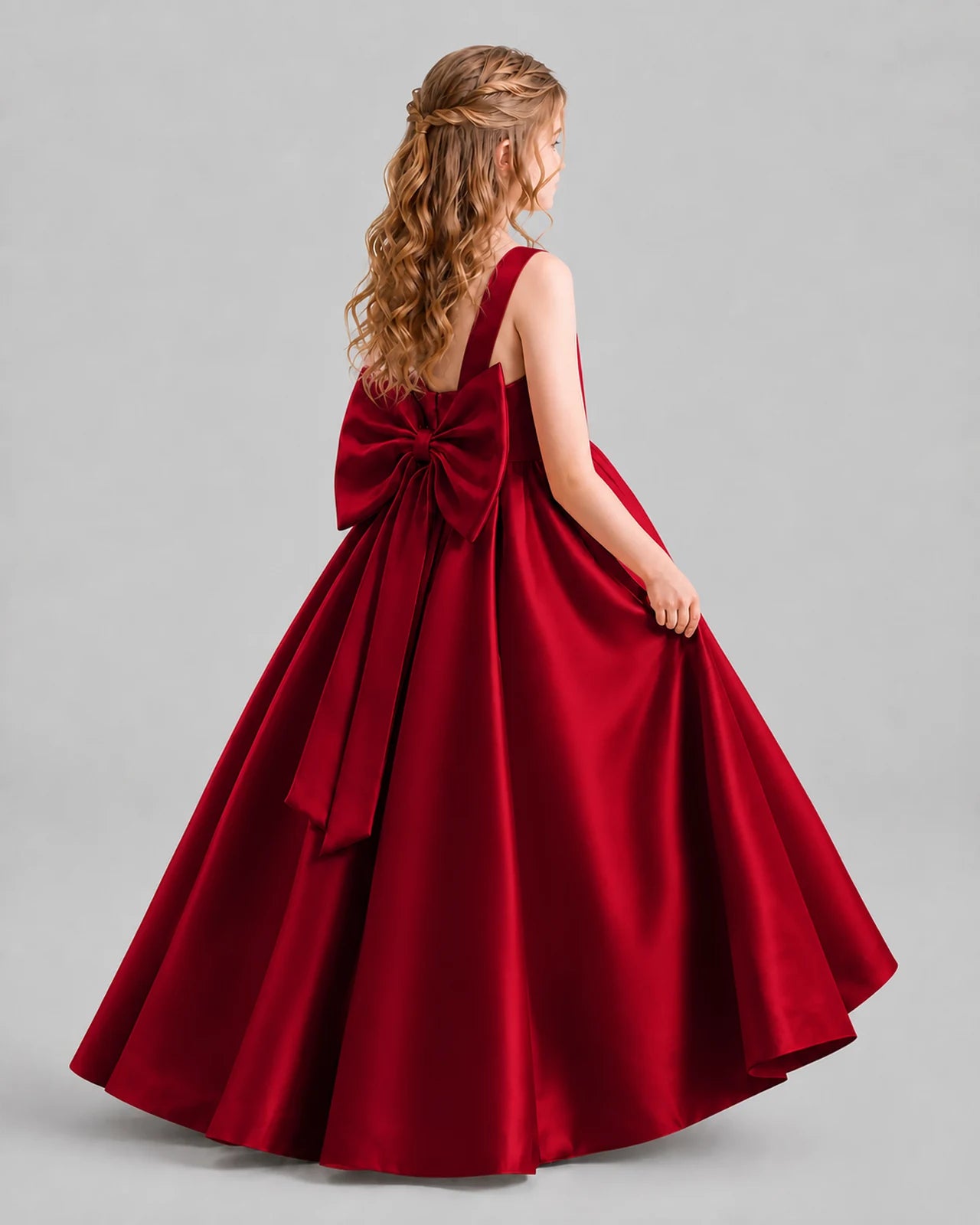Burgundy Ball Gown Girls Formal Dresses Back