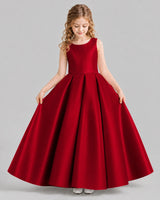 Burgundy Ball Gown Girls Formal Dresses Front