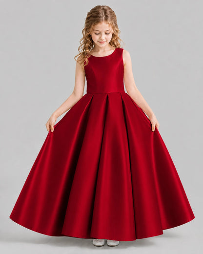Burgundy Ball Gown Girls Formal Dresses Front