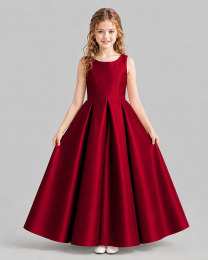 Burgundy Ball Gown Girls Formal Dresses Pose