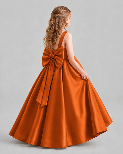 Burnt Orange Ball Gown Girls Formal Dresses Back