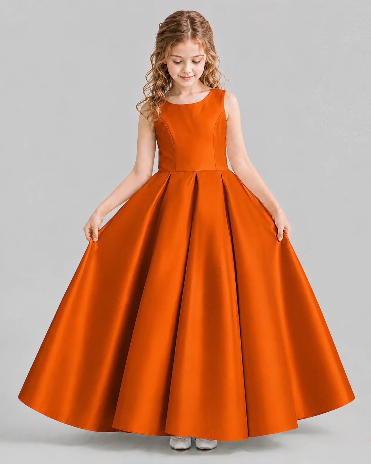 Burnt Orange Ball Gown Girls Formal Dresses Front