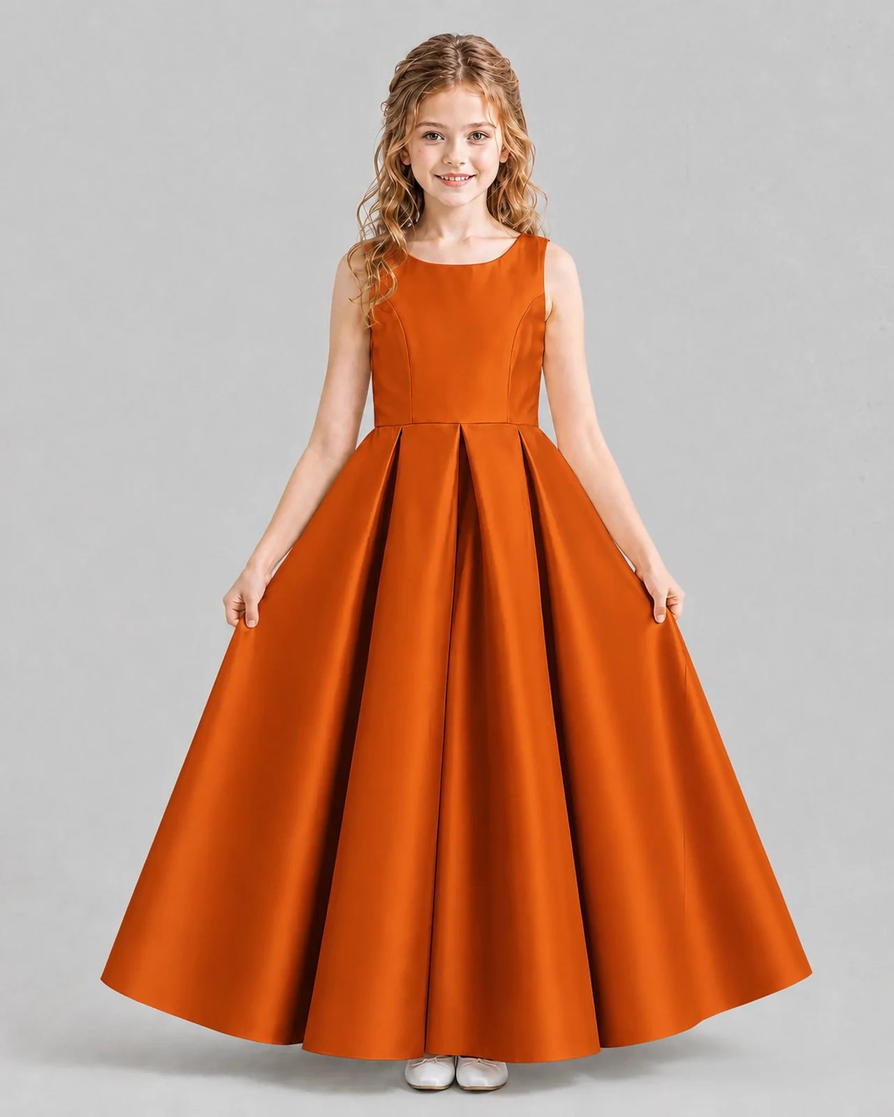 Burnt Orange Ball Gown Girls Formal Dresses Pose