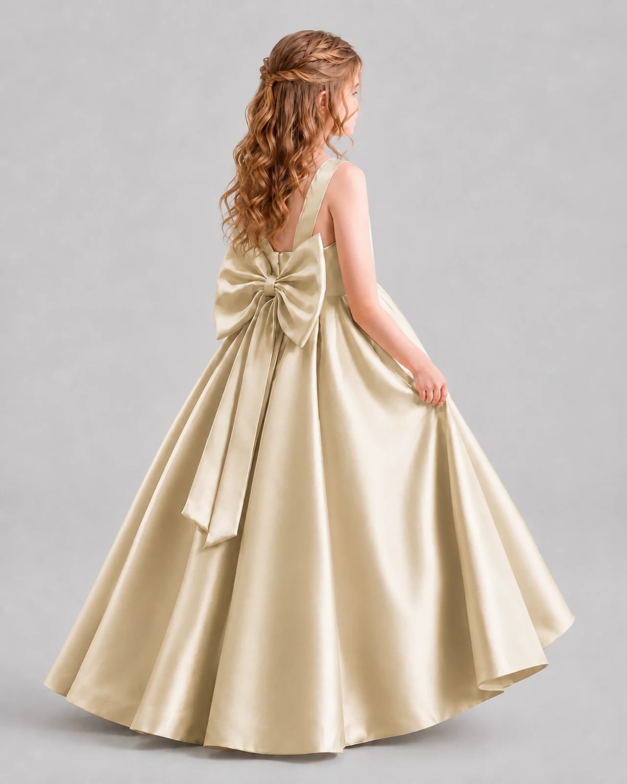 Champagne Ball Gown Girls Formal Dresses Back