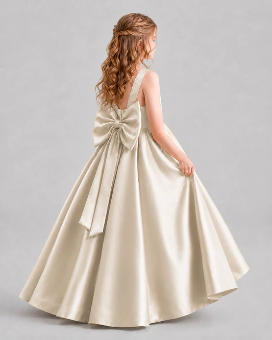 Champagne Ball Gown Girls Formal Dresses Back