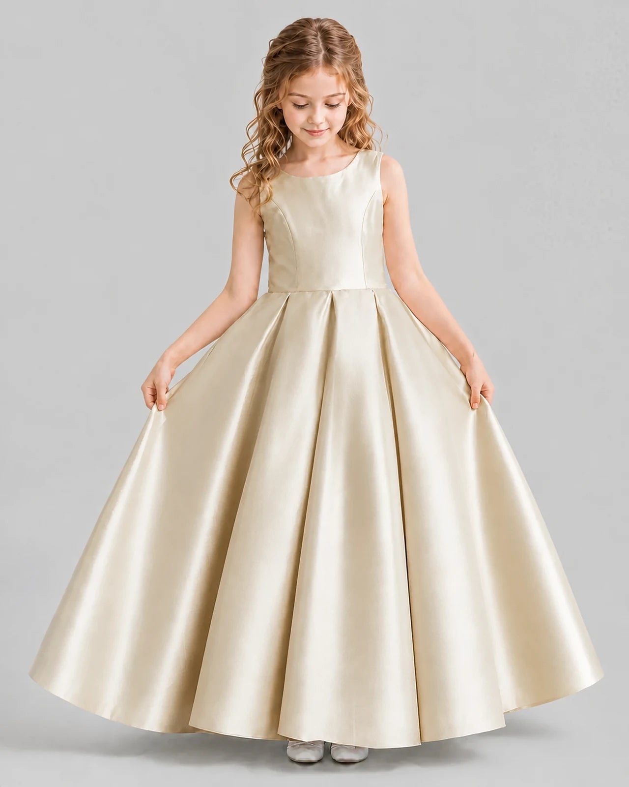 Champagne Ball Gown Girls Formal Dresses Front
