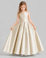 Champagne Ball Gown Girls Formal Dresses Front