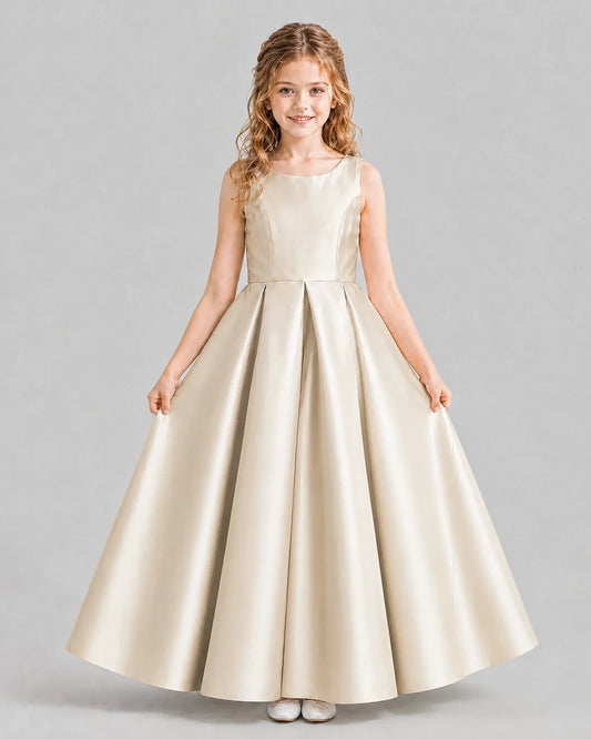 Champagne Ball Gown Girls Formal Dresses Pose