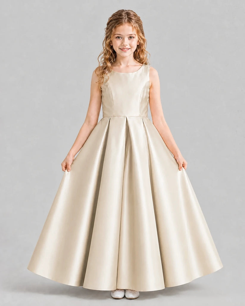 Champagne Ball Gown Girls Formal Dresses Pose