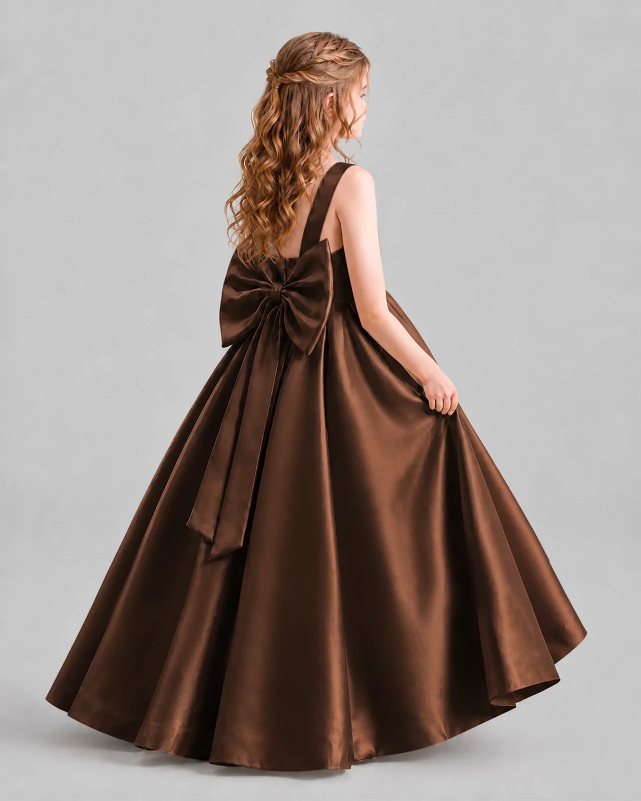 Chocolate Ball Gown Girls Formal Dresses Back