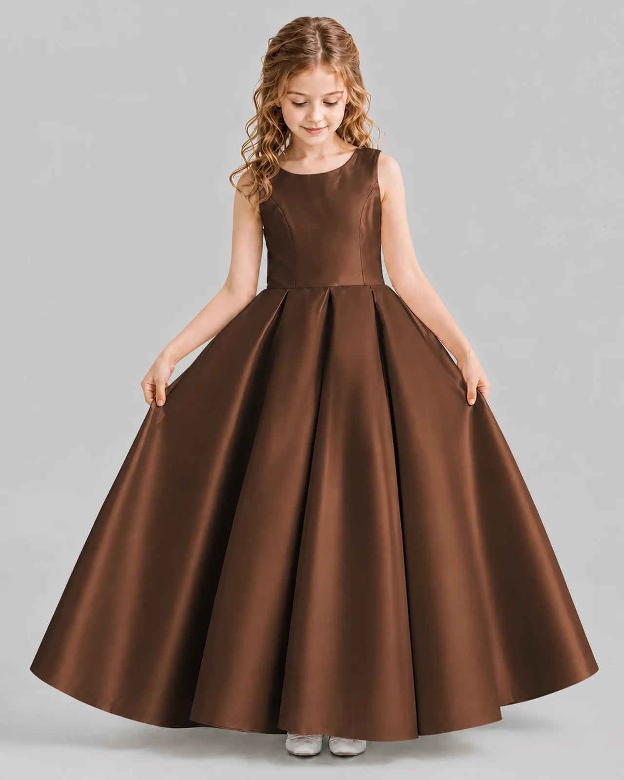 Chocolate Ball Gown Girls Formal Dresses Front