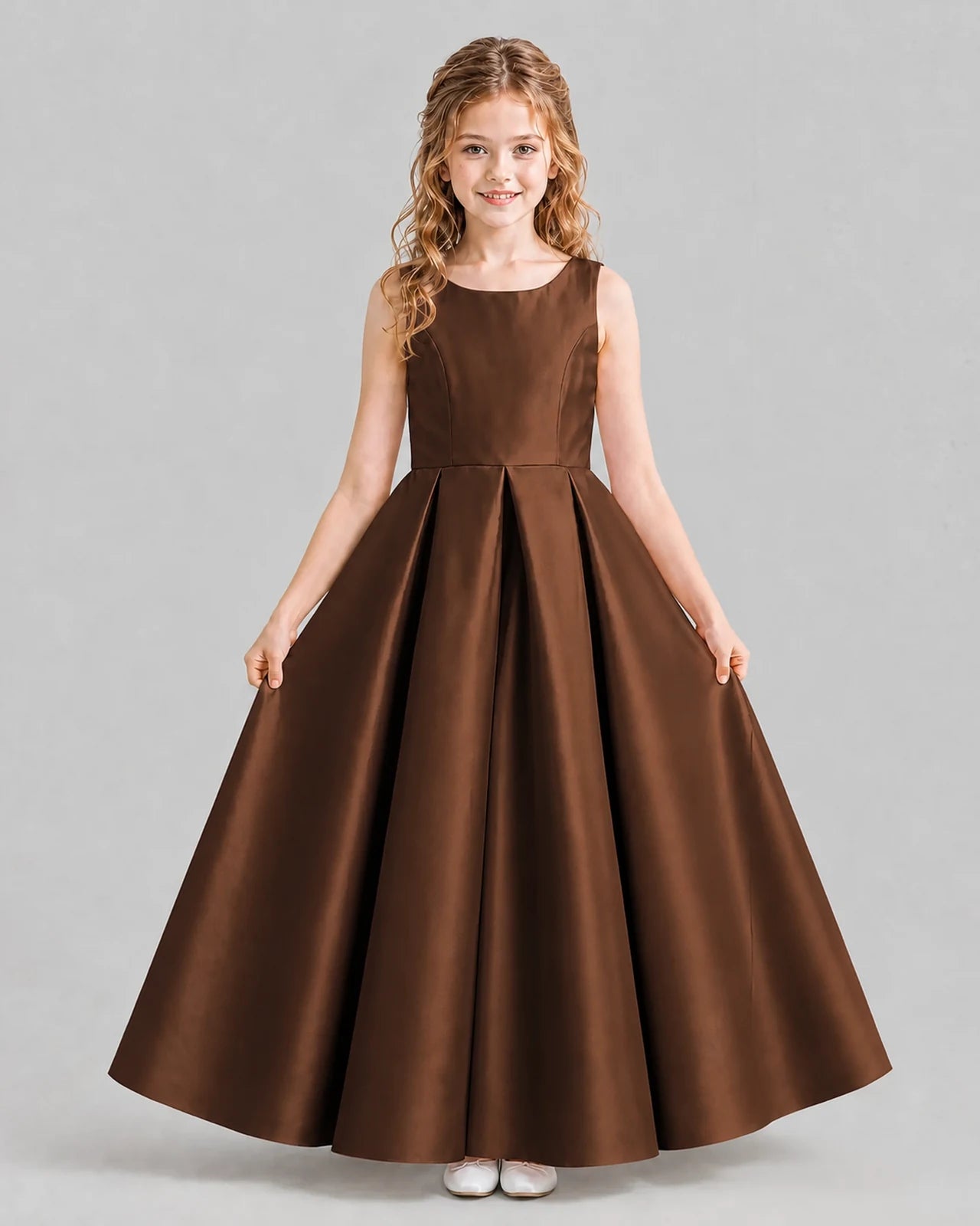 Chocolate Ball Gown Girls Formal Dresses Pose
