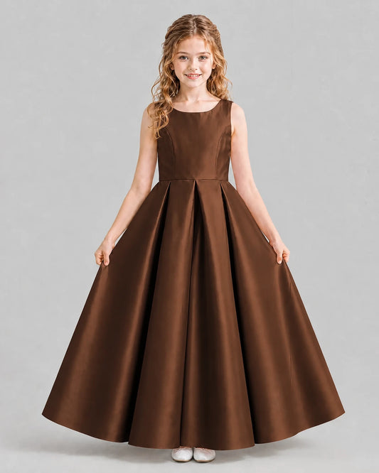 Chocolate Ball Gown Girls Formal Dresses Pose