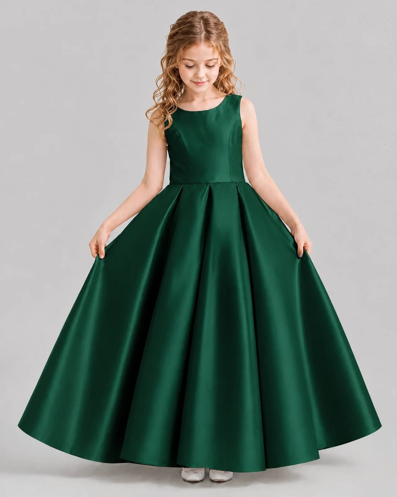 Dark Green Ball Gown Girls Formal Dresses Front