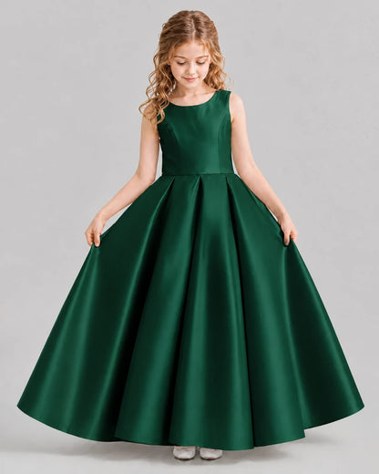 Dark Green Ball Gown Girls Formal Dresses Front