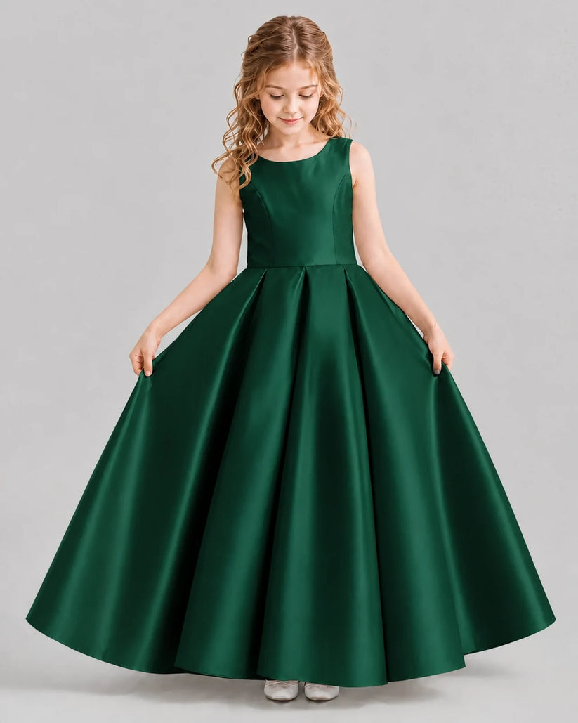 Dark Green Ball Gown Girls Formal Dresses Front
