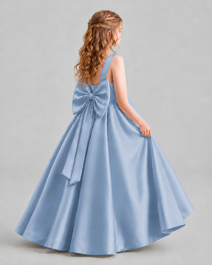 Dusty Blue Ball Gown Girls Formal Dresses Back