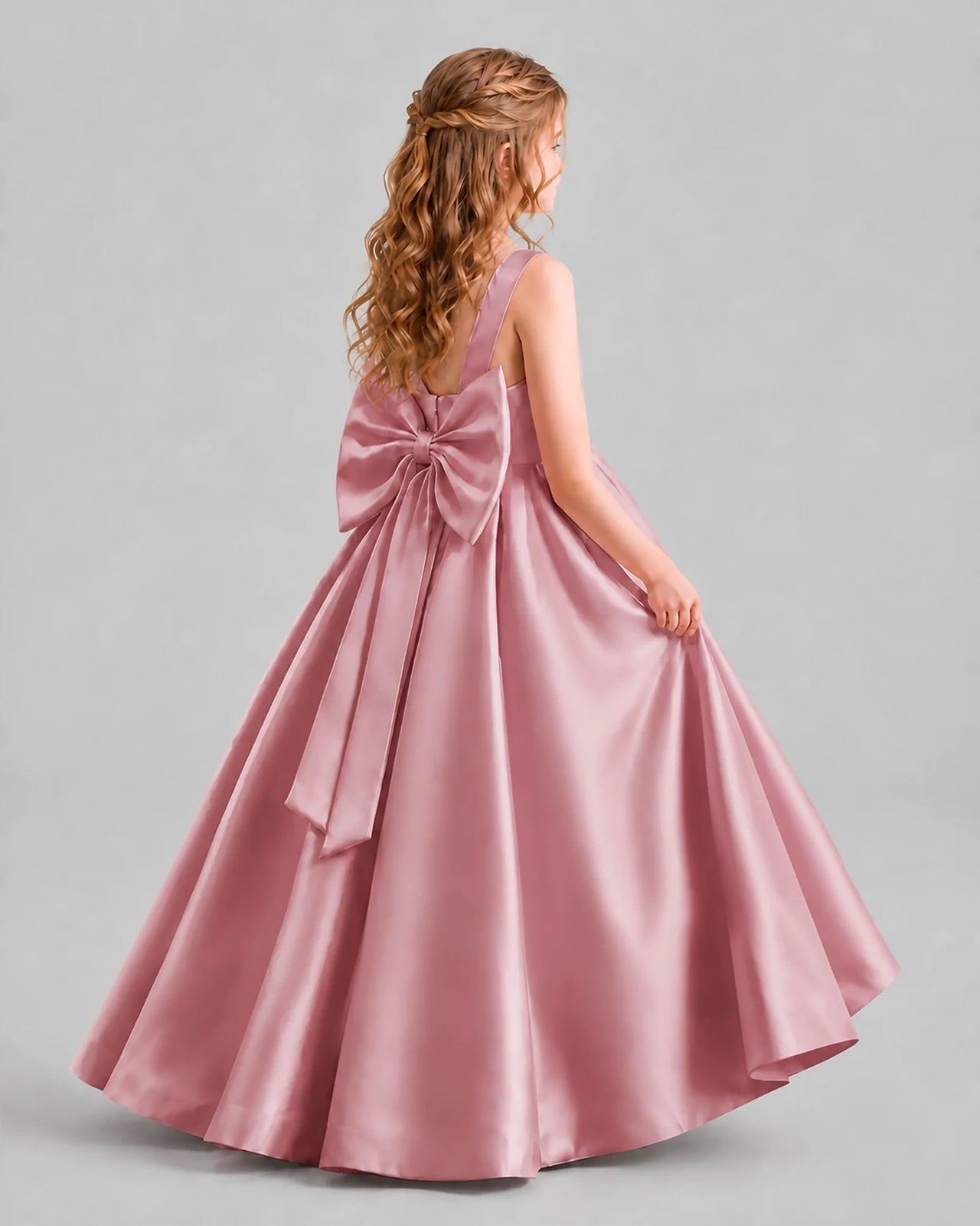 Dusty Rose Ball Gown Girls Formal Dresses Back