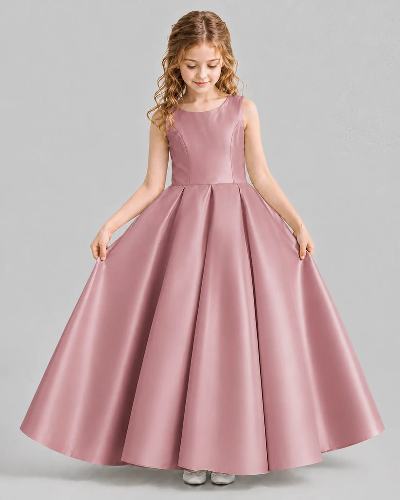 Dusty Rose Ball Gown Girls Formal Dresses Front