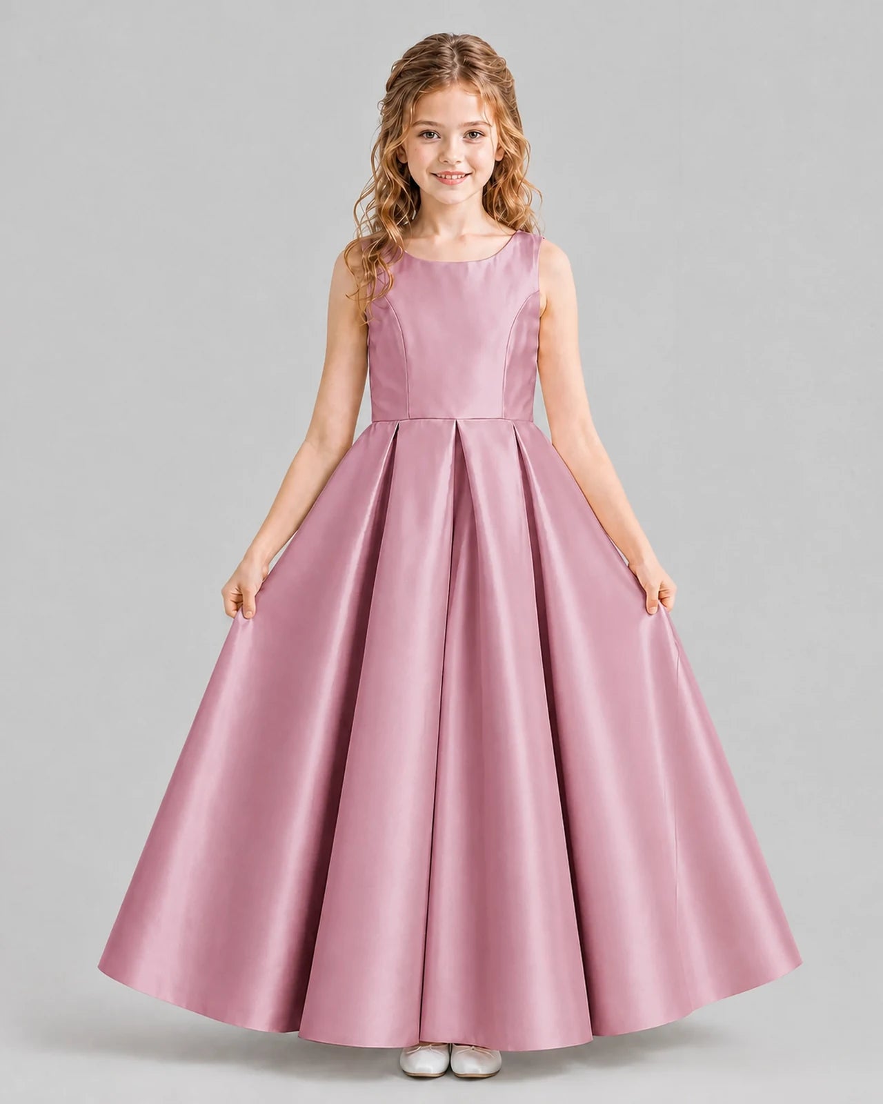 Dusty Rose Ball Gown Girls Formal Dresses Pose