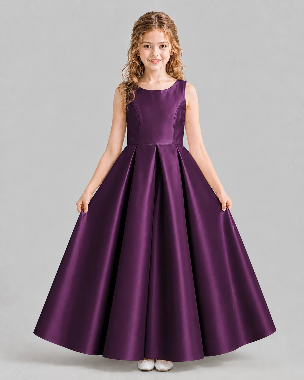 Grape Ball Gown Girls Formal Dresses Pose