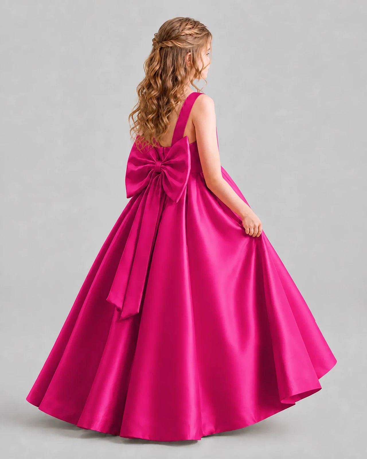 Hot Pink Ball Gown Girls Formal Dresses Back
