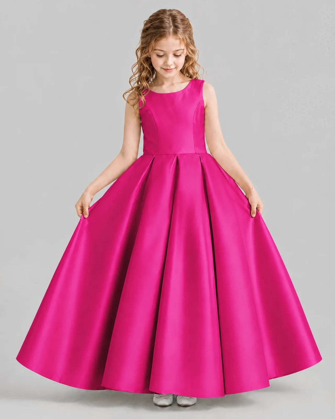 Hot Pink Ball Gown Girls Formal Dresses Front