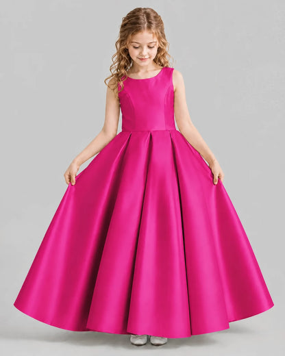 Hot Pink Ball Gown Girls Formal Dresses Front