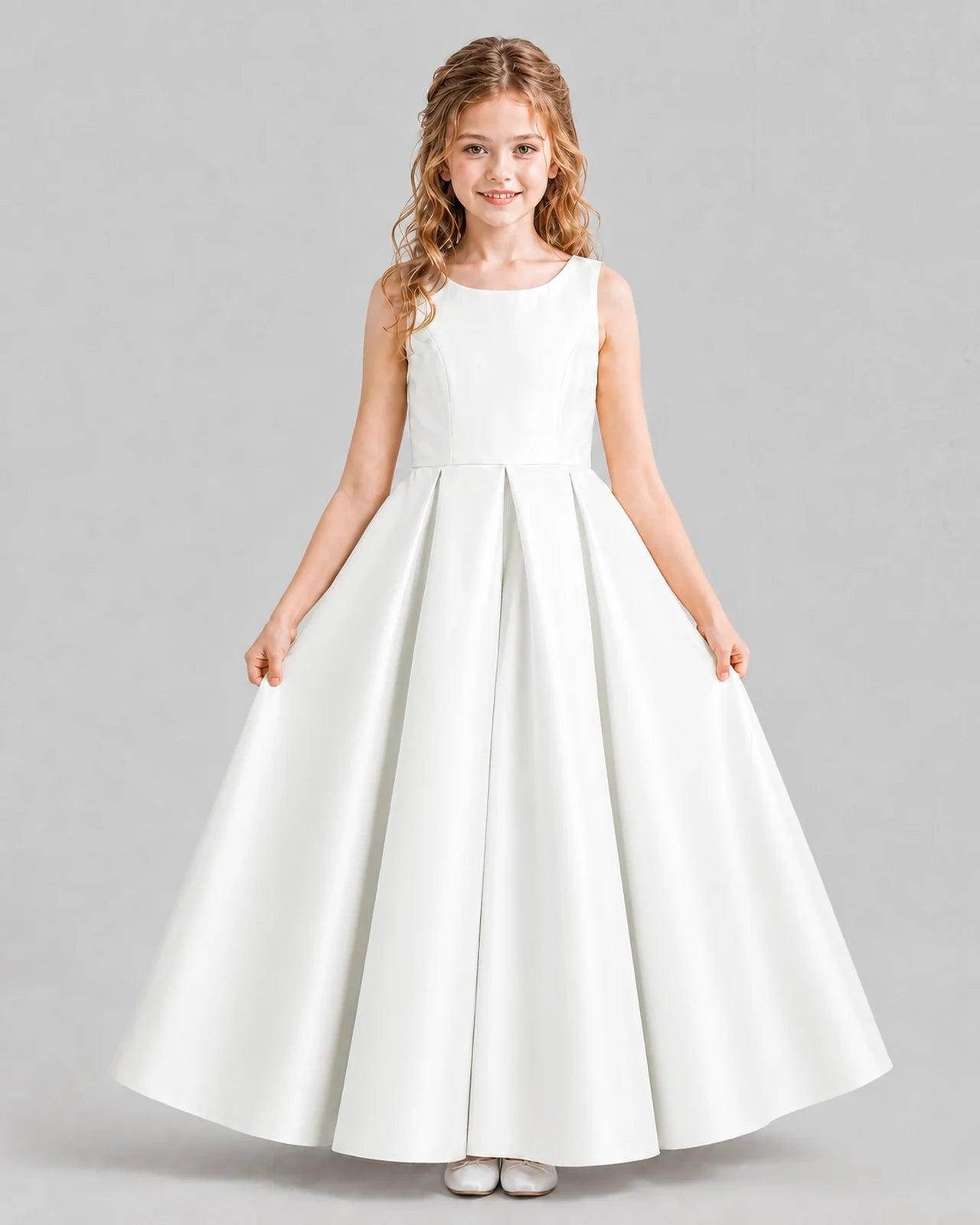 Ivory Ball Gown Girls Formal Dresses Pose
