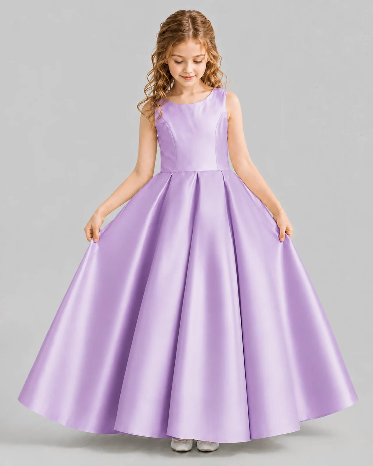 Lilac Ball Gown Girls Formal Dresses Front