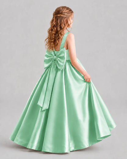 Mint Green Ball Gown Girls Formal Dresses Back