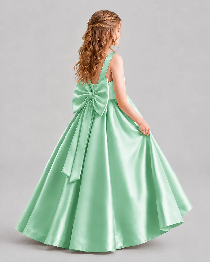 Mint Green Ball Gown Girls Formal Dresses Back