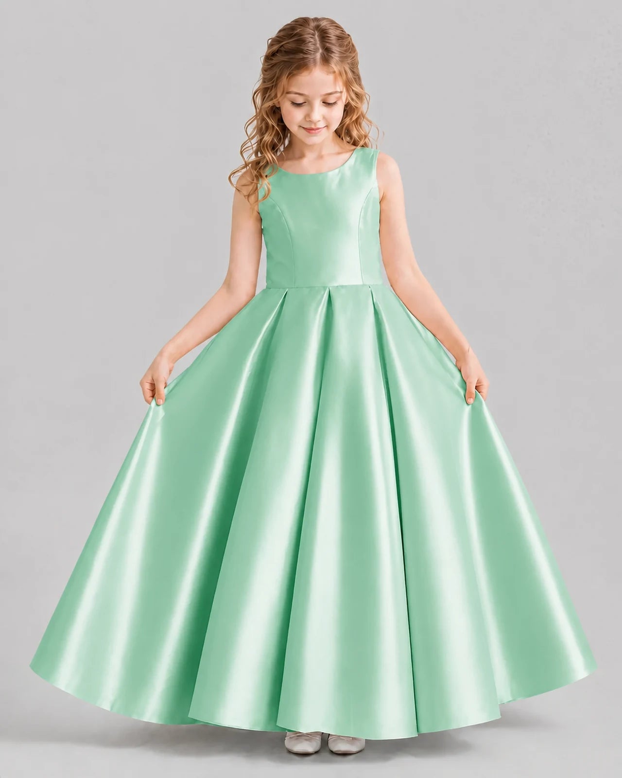 Mint Green Ball Gown Girls Formal Dresses Front