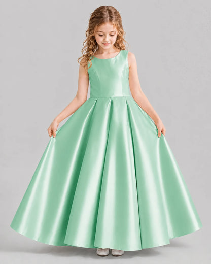 Mint Green Ball Gown Girls Formal Dresses Front