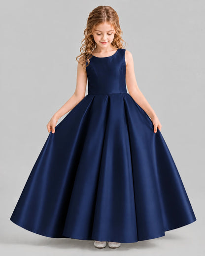 Navy Blue Ball Gown Girls Formal Dresses Front