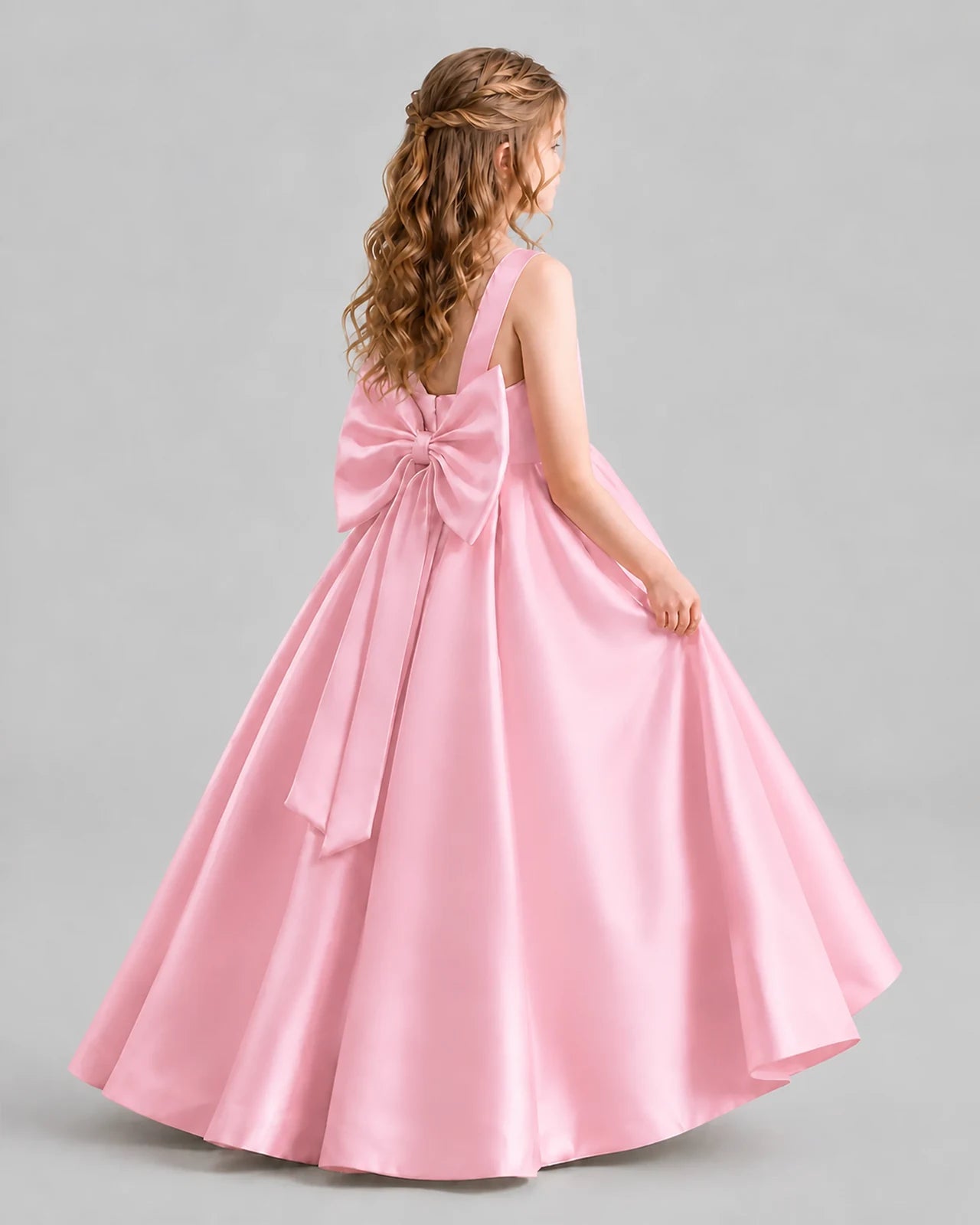 Pink Ball Gown Girls Formal Dresses Back