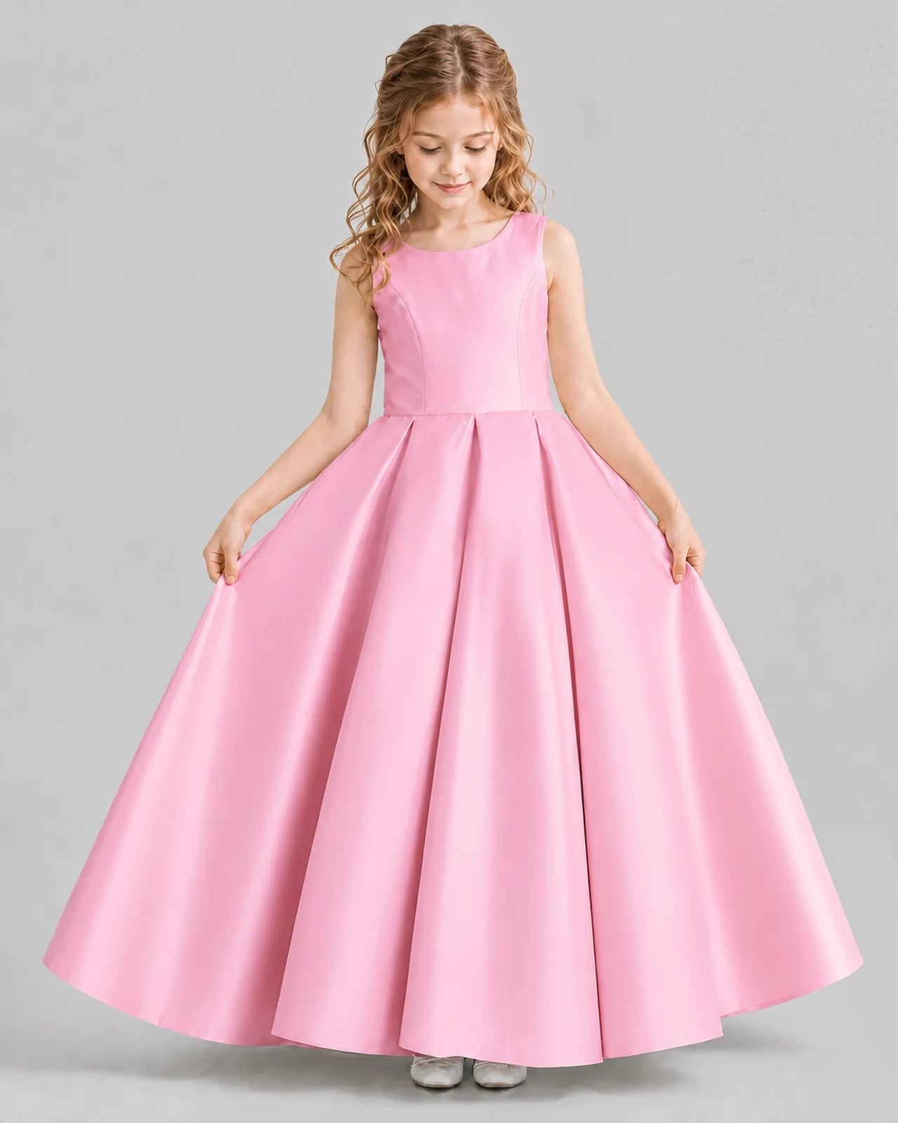 Pink Ball Gown Girls Formal Dresses Front