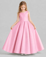 Pink Ball Gown Girls Formal Dresses Front