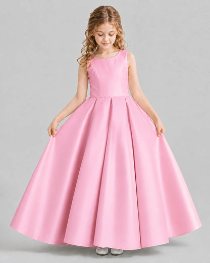 Pink Ball Gown Girls Formal Dresses Front