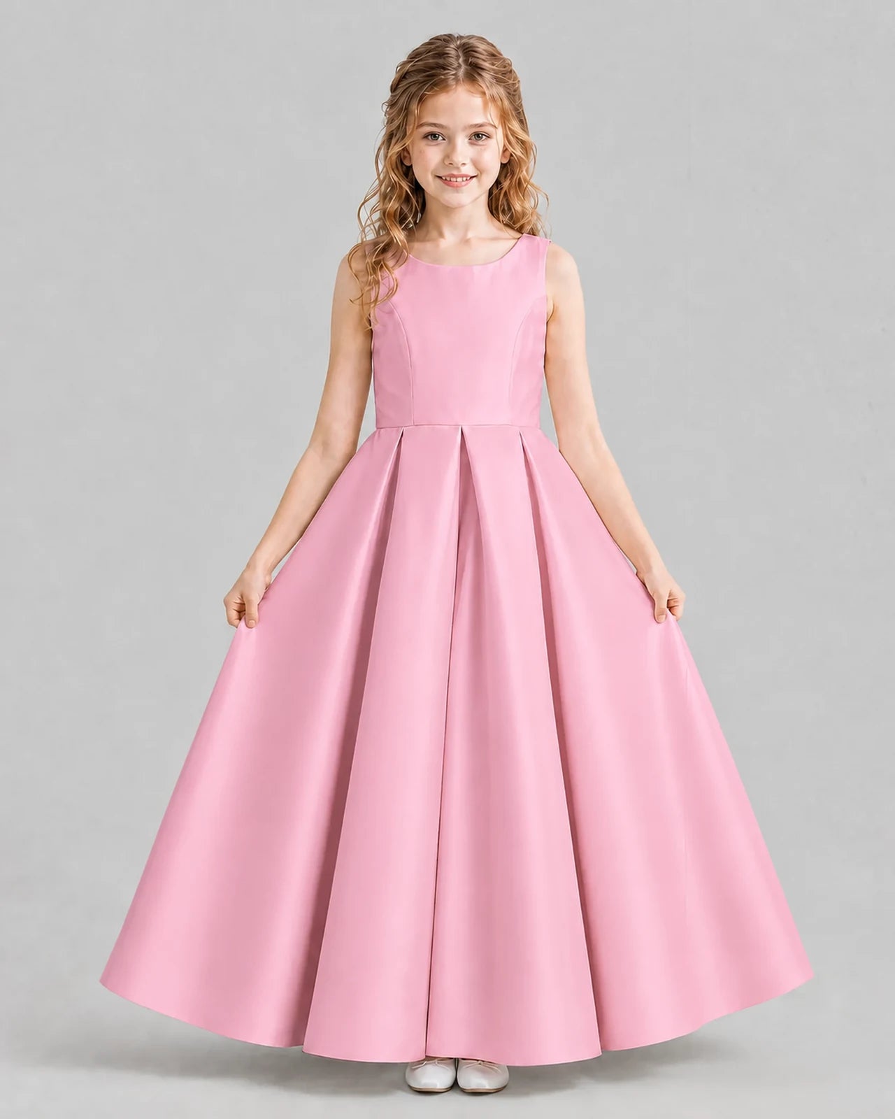Pink Ball Gown Girls Formal Dresses Pose